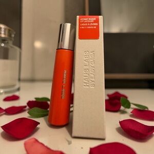 Haus Labs by Lady Gaga Atomic Shake Lip Lacquer Red Coral Shine.